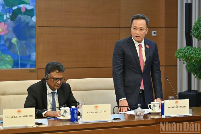Tổng Kiểm toán Nhà nước Nguyễn Hữu Nghĩa phát biểu tại cuộc tiếp.