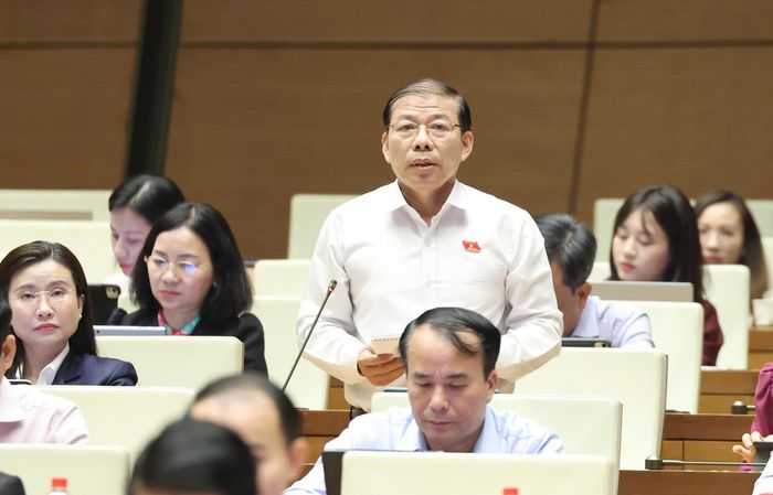  ĐB Nguyễn Thanh Sang (TPHCM) phát biểu thảo luận tại hội trường, sáng 27-10. Ảnh: QUANG PHÚC 