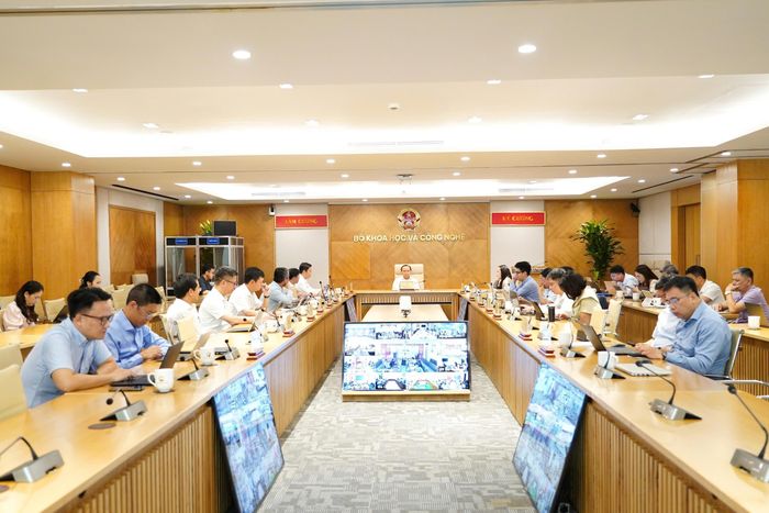  Hội nghị tại điểm cầu chính trụ sở Bộ KH-CN. Ảnh: M.H 