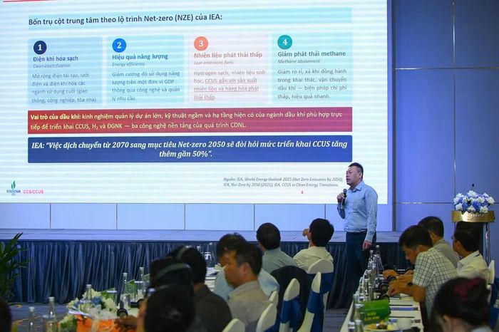 "Chúng ta thấy ngành dầu khí tại Việt Nam là một ngành công nghiệp đã hoạt động tương đối hoàn chỉnh; về mặt chuỗi giá trị của CCUS và của dầu khí cũng tương đồng với nhau. Vì vậy, đây là nơi mà chúng ta có thể ưu tiên phát triển cho hoạt động CCUS" - ông Lương nói.