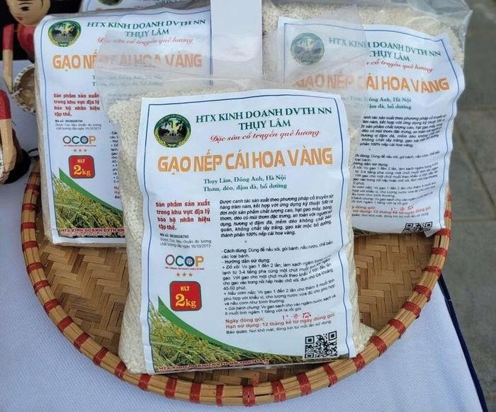 Sản phẩm OCOP 3 sao gạo nếp cái hoa vàng Thụy Lâm. Ảnh: HTX