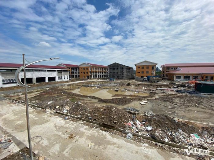 Một góc trường NTLC Hạnh Lâm đang đẩy nhanh tiến độ thi công. Ảnh: Thanh Hải