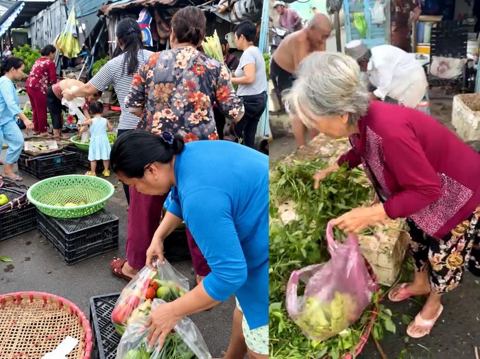 Được biết, ngoài để lại rau củ, ông Đ. còn cho phép người dân lấy các vật dụng tại sạp bán rau của mình