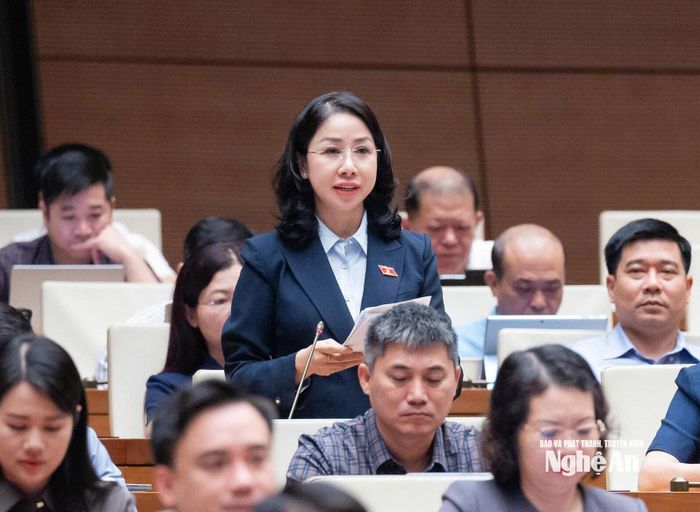 Đại biểu Phan Thị Thùy Linh - Đoàn ĐBQH tỉnh Thanh Hóa phát biểu thảo luận. Ảnh: Viết Chung