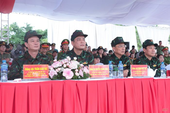 Các đồng chí Ủy viên BTV Tỉnh ủy tham dự diễn tập.