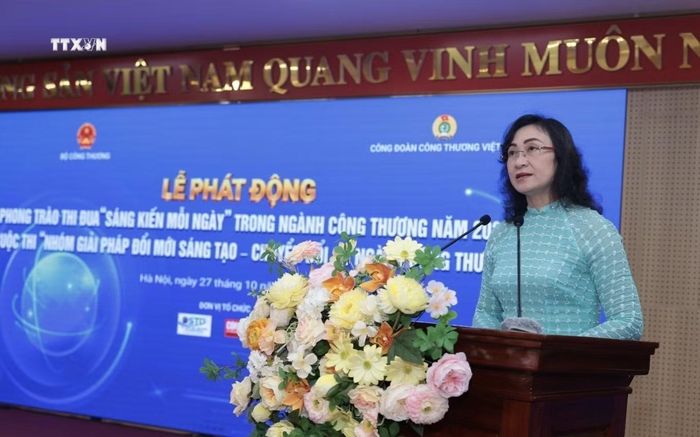 Thứ trưởng Bộ Công Thương Phan Thị Thắng phát biểu. Ảnh: Trần Việt/TTXVN