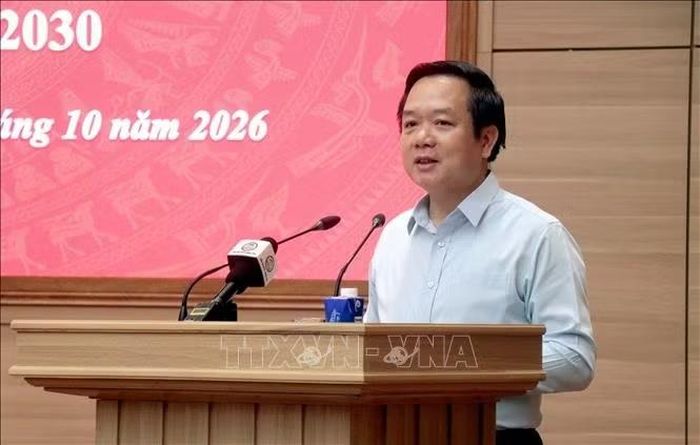Bí thư Tỉnh ủy Hưng Yên Phạm Quang Ngọc phát biểu tại Hội nghị. Ảnh: Đinh Văn Nhiều/TTXVN
