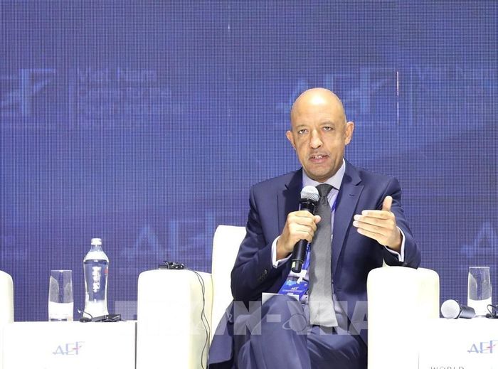 Ông Oscar Njuguna, Cố vấn cấp cao về Thành viên, Cơ quan điều hành Trung tâm Tài chính quốc tế Việt Nam tại Đà Nẵng (VIFC-DN) thảo luận tại tọa đàm. Ảnh: Hứa Chung - TTXVN