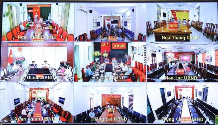 Các điểm cầu dự phiên họp. (Ảnh chụp màn hình).