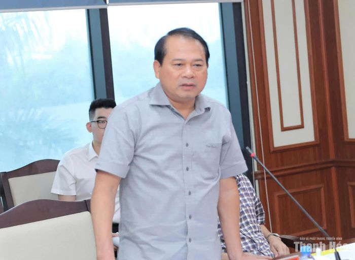 Trưởng Ban Tổ chức Tỉnh ủy Thanh Hóa Nguyễn Văn Hùng phát biểu tại buổi làm việc.
