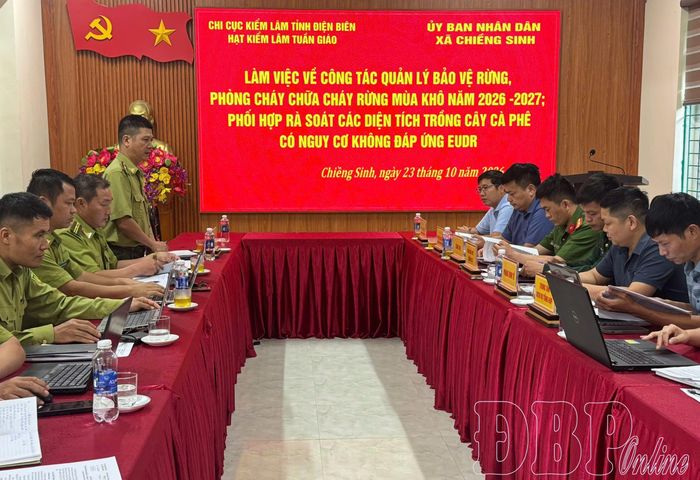 Hạt Kiểm lâm Tuần Giáo làm việc với xã Chiềng Sinh về công tác PCCCR.