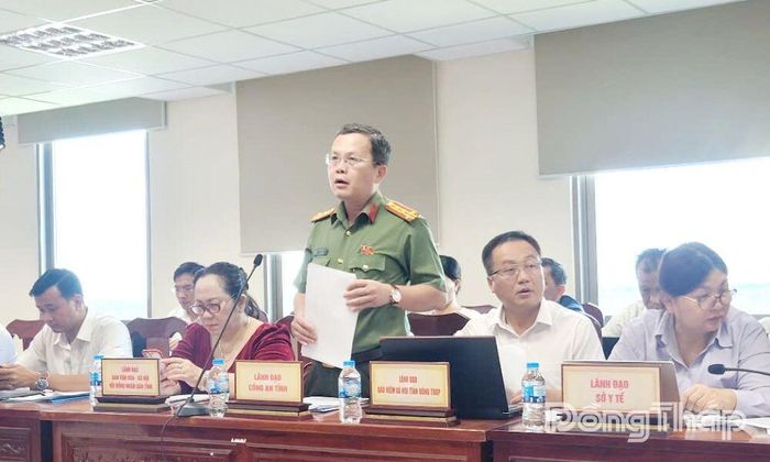 Đại tá Nguyễn Minh Tân, Phó Giám đốc Công an tỉnh Đồng Tháp đánh giá tình hình an ninh trật tự trên địa bàn tỉnh.