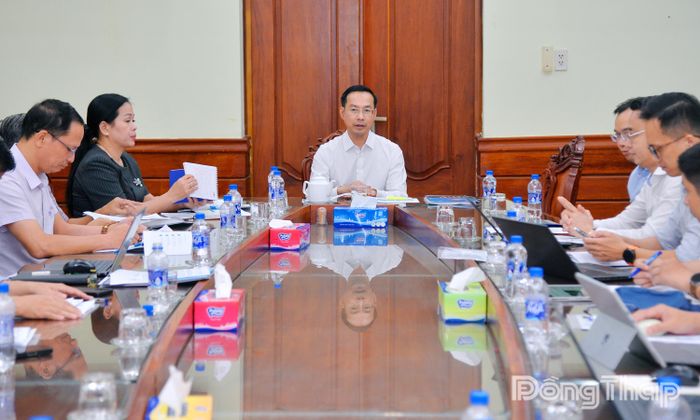 Đồng chí Nguyễn Thanh Nhàn phát biểu tại buổi làm việc.