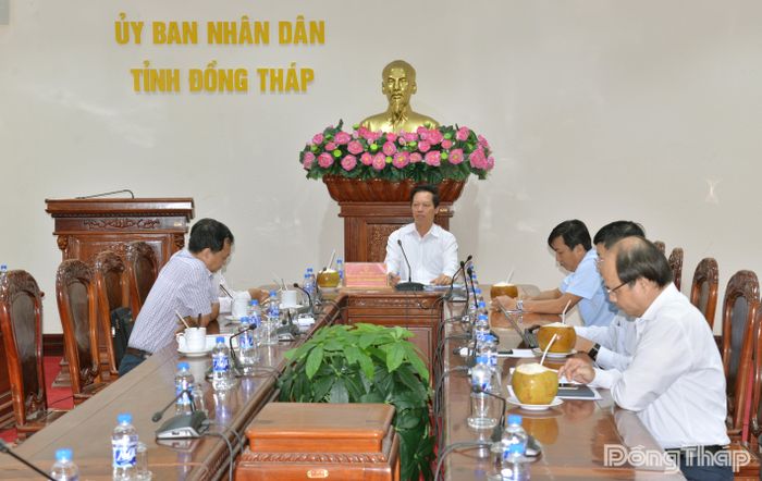Quang cảnh hội nghị tại điểm cầu tỉnh Đồng Tháp.