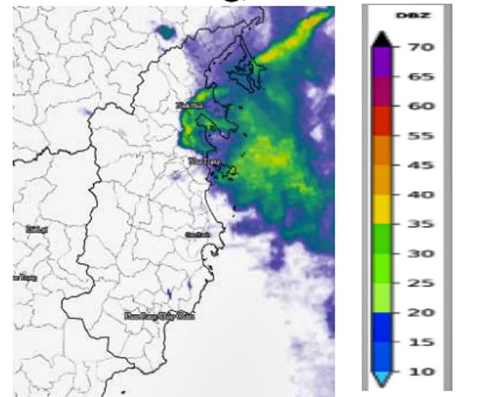 Ảnh radar tại khu vực tỉnh Khánh Hòa.