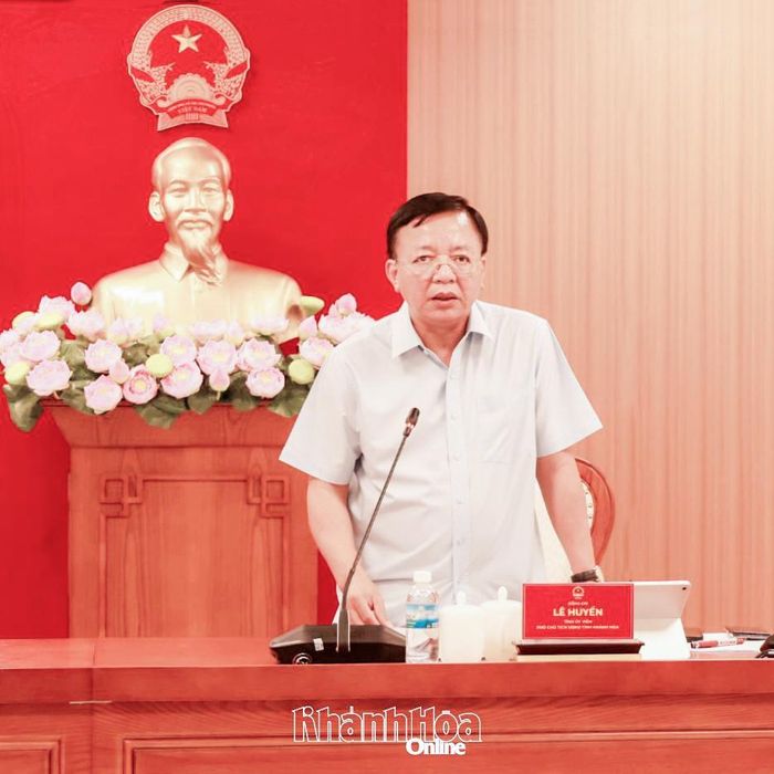 Đồng chí Lê Huyền phát biểu tại cuộc họp.