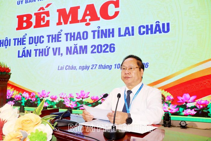 Đồng chí Tống Thanh Hải – Phó Chủ tịch Thường trực UBND tỉnh, Trưởng Ban Tổ chức Đại hội phát biểu tại buổi lễ.