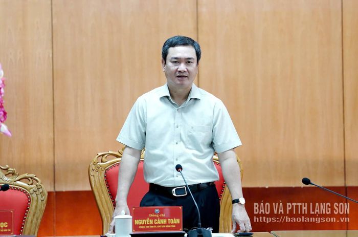 Đồng chí Nguyễn Cảnh Toàn, Phó Bí thư Tỉnh uỷ, Chủ tịch UBND tỉnh phát biểu chỉ đạo tại buổi làm việc