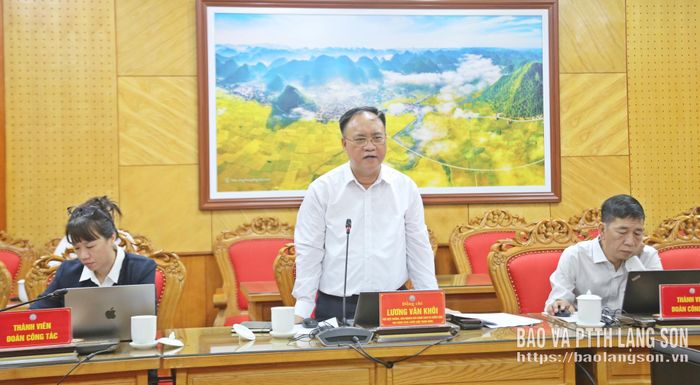 Trưởng Đoàn công tác của Ban Chính sách, Chiến lược Trung ương phát biểu tại buổi làm việc