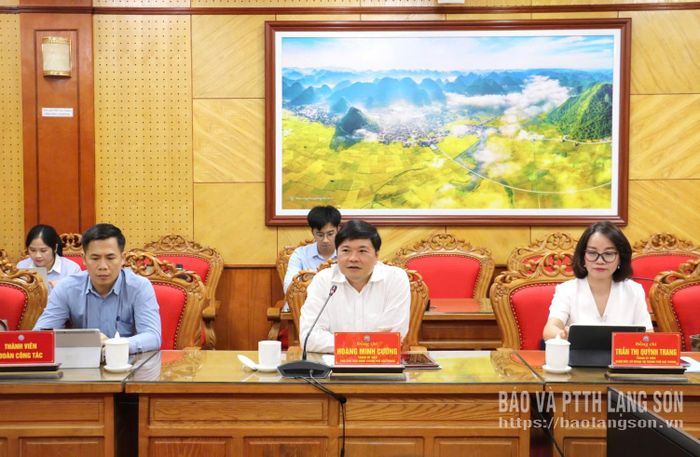 Đồng chí Hoàng Minh Cường, Thành ủy viên, Phó Chủ tịch UBND thành phố Hải Phòng phát biểu tại chương trình làm việc