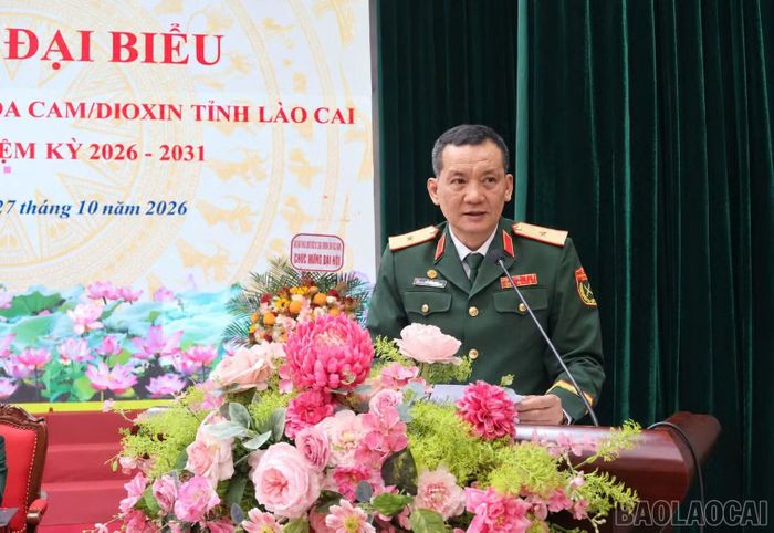 Thiếu tướng Đỗ Hồng Lâm phát biểu tại đại hội.