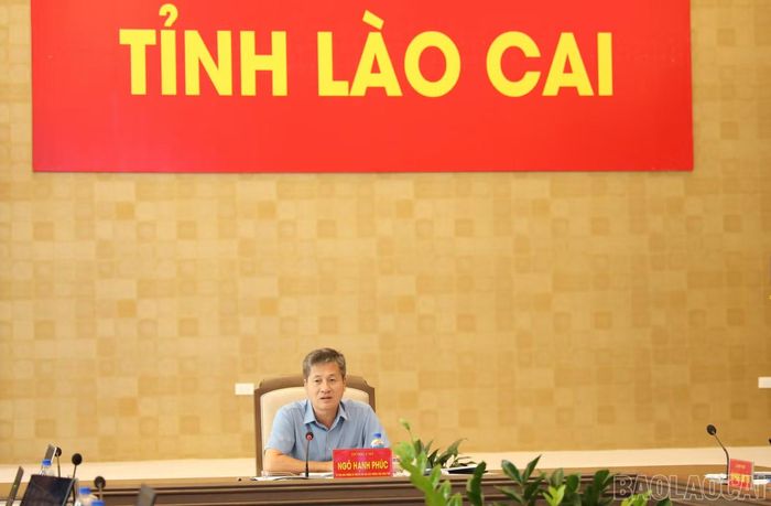 Đồng chí Ngô Hạnh Phúc - Uỷ viên Ban Thường vụ Tỉnh ủy, Phó Chủ tịch Thường trực UBND tỉnh phát biểu kết luận cuộc họp.