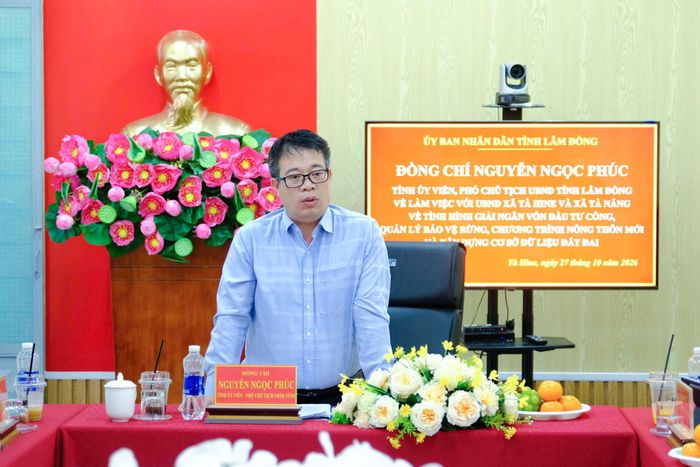 Đồng chí Nguyễn Ngọc Phúc, Tỉnh ủy viên, Phó Chủ tịch UBND tỉnh phát biểu kết luận buổi làm việc