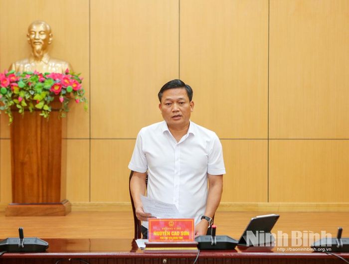 Đồng chí Nguyễn Cao Sơn, Tỉnh ủy viên, Phó Chủ tịch UBND tỉnh phát biểu tại hội nghị.