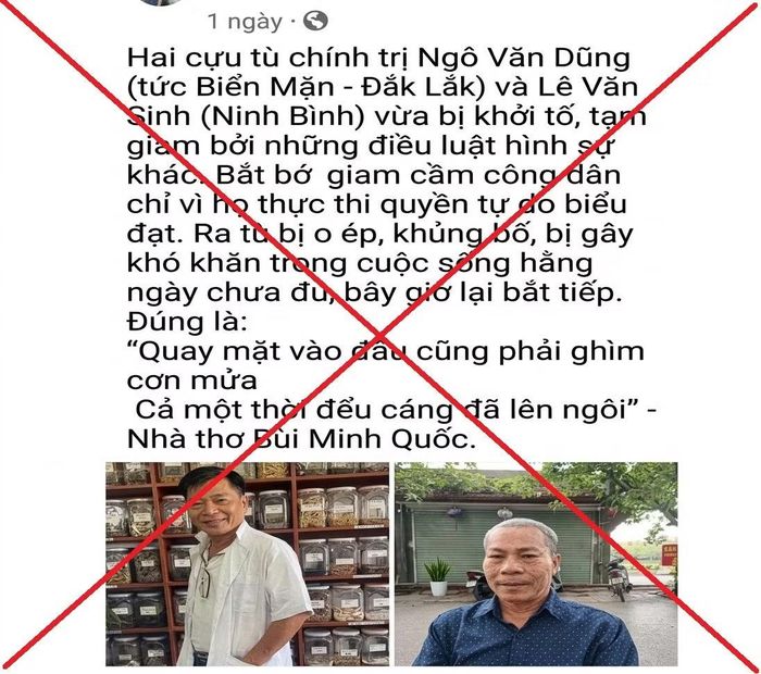Những bài viết diễn giải sai sự thật việc khởi tố theo hướng “trả thù”, “đàn áp”.