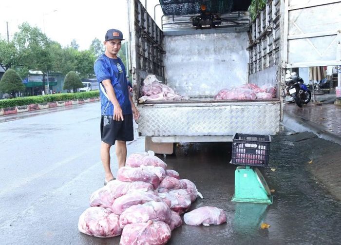 Đối tượng Trịnh Thanh Lâm cung tang vật trong vụ 400 tấn heo bệnh, heo chết ở Đồng Nai.