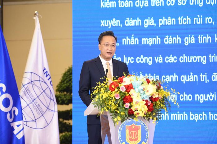 Tổng Kiểm toán Nhà nước Việt Nam Nguyễn Hữu Nghĩa phát biểu kết luận hội thảo.