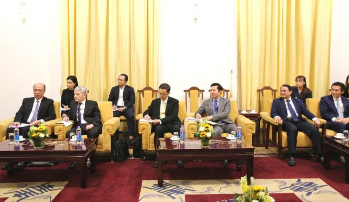 Quang cảnh buổi tiếp và các thành viên đoàn Bộ Công an Việt Nam.