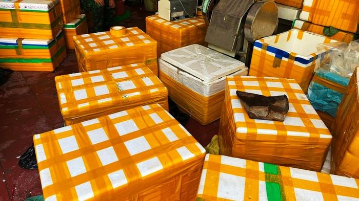 Thực phẩm "bẩn" được đóng trong các thùng xốp để đưa đi tiêu thụ trong nội địa. Ảnh: Trung Dũng
