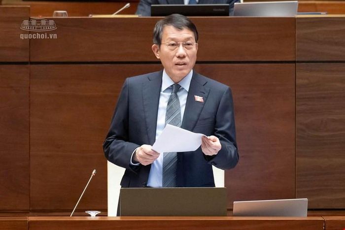 Đại tướng Lương Tam Quang, Ủy viên Bộ Chính trị, Bộ trưởng Bộ Công an phát biểu giải trình. Ảnh: Quochoi.vn