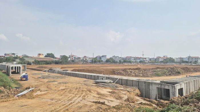 Mặt bằng khu tái định cư A8 cho các hộ dân thuộc diện thu hồi đất phục vụ dự án đầu tư xây dựng đường Tây Thăng Long. Ảnh: HL