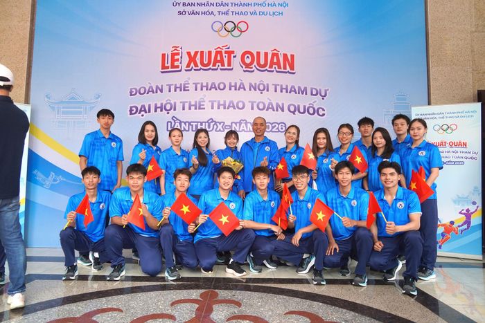 Các vận động viên Hà Nội thể hiện quyết tâm. Ảnh: Ngân Hà