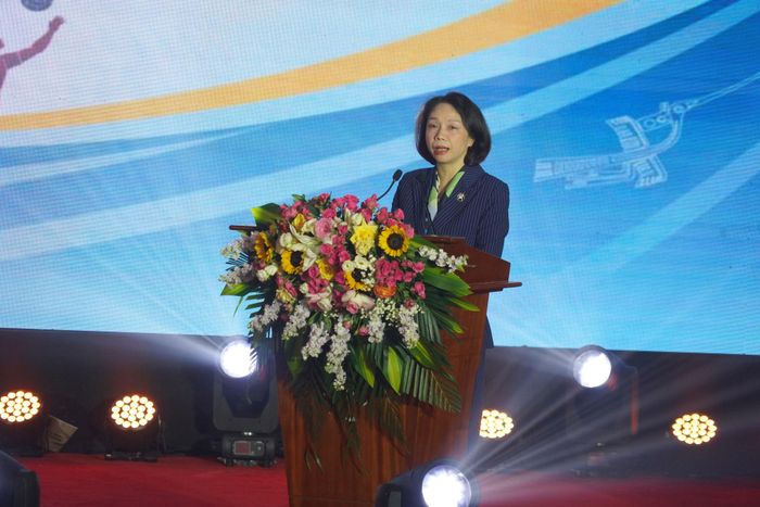 Phó Chủ tịch UBND thành phố Hà Nội Vũ Thu Hà phát biểu chỉ đạo tại Lễ xuất quân. Ảnh: Ngân Hà