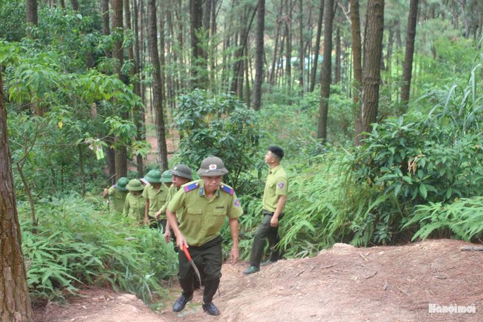Lực lượng bảo vệ rừng tuần tra, kiểm soát các khu vực có nguy cơ cháy cao. Ảnh: Mộc Miên