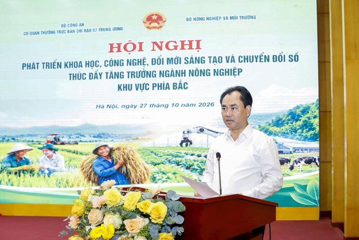 Bộ trưởng Bộ Nông nghiệp và Môi trường Trịnh Việt Hùng phát biểu. Ảnh: Khương Trung.