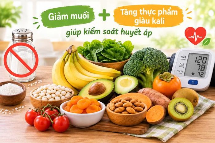 Điều chỉnh chế độ ăn giúp kiểm soát huyết áp (Ảnh AI).