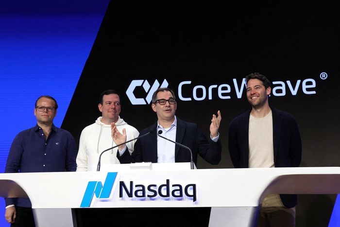  CEO CoreWeave Michael Intrator phát biểu tại lễ niêm yết cổ phiếu trên sàn Nasdaq, Mỹ, ngày 28/3/2025. Ảnh: Reuters.