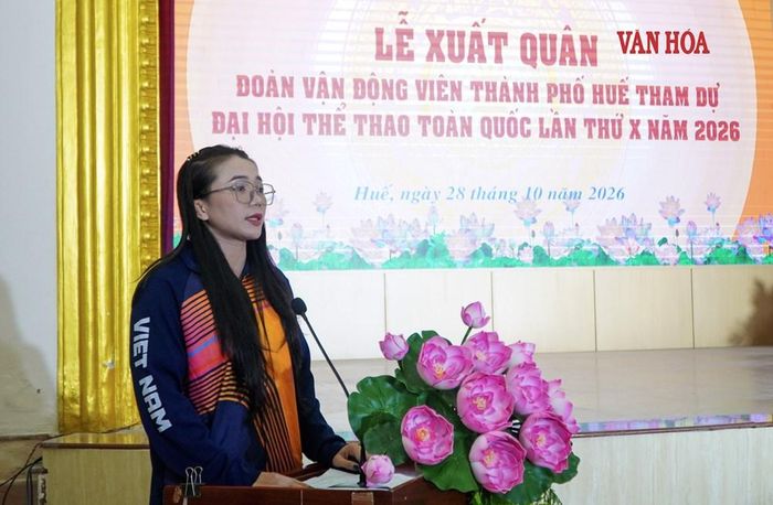 Vận động viên môn vật Nguyễn Thị Mỹ Hạnh cam kết nỗ lực thi đấu tại Đại hội Thể thao toàn quốc lần thứ X. Ảnh: S.Thùy
