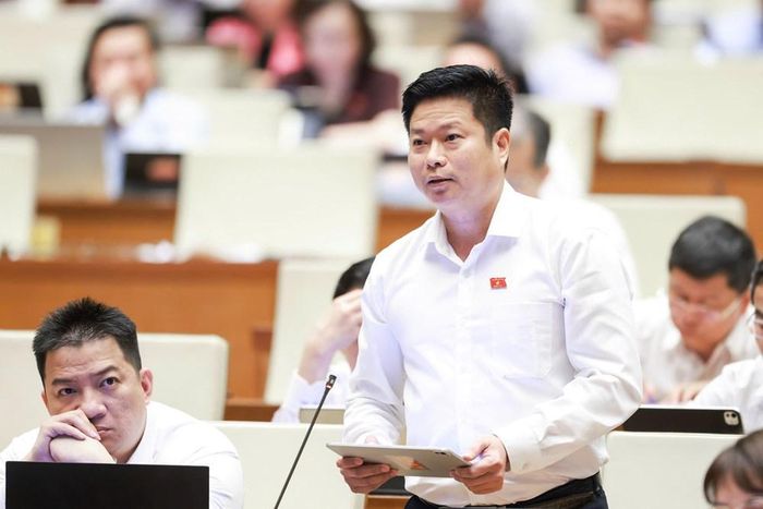 Đai biểu Trương Hồ Hải phát biểu tại hội trường