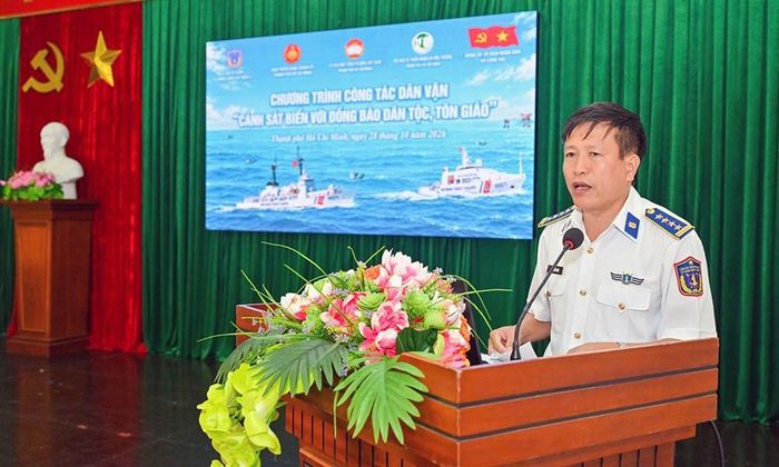 Đại tá Đỗ Xuân Đoài, Phó Chính ủy Bộ Tư lệnh Vùng Cảnh sát biển 3 phát biểu tại chương trình
