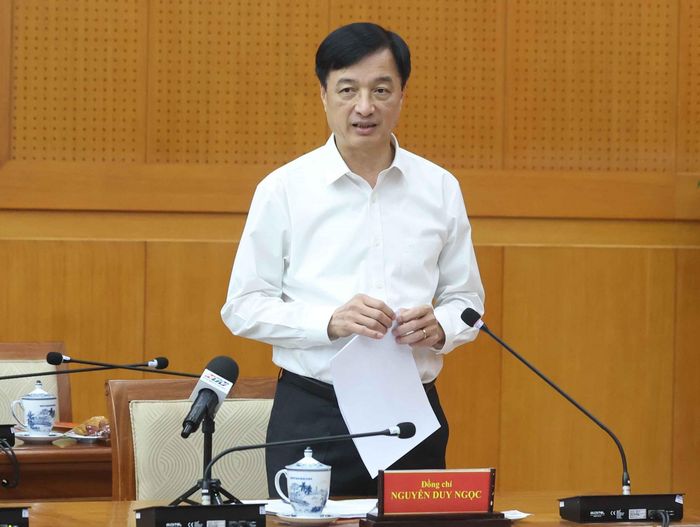 Đồng chí Nguyễn Duy Ngọc, Ủy viên Bộ Chính trị, Bí thư Trung ương Đảng, Trưởng Ban Tổ chức Trung ương phát biểu. Ảnh: Thống Nhất – TTXVN