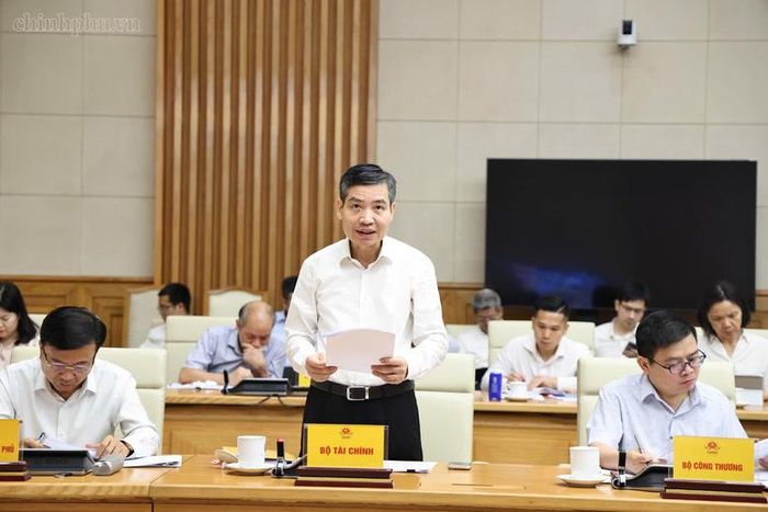 Thứ trưởng Bộ Tài chính Tạ Anh Tuấn báo cáo tại cuộc làm việc - Ảnh: chinhphu.vn/Thu Giang