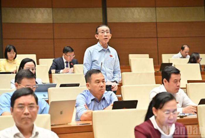 Đại biểu Trần Hoàng Ngân (Đoàn Thành phố Hồ Chí Minh) ủng hộ việc Nhà nước có chính sách hỗ trợ đầu tư phát triển hạ tầng thị trường chứng khoán.