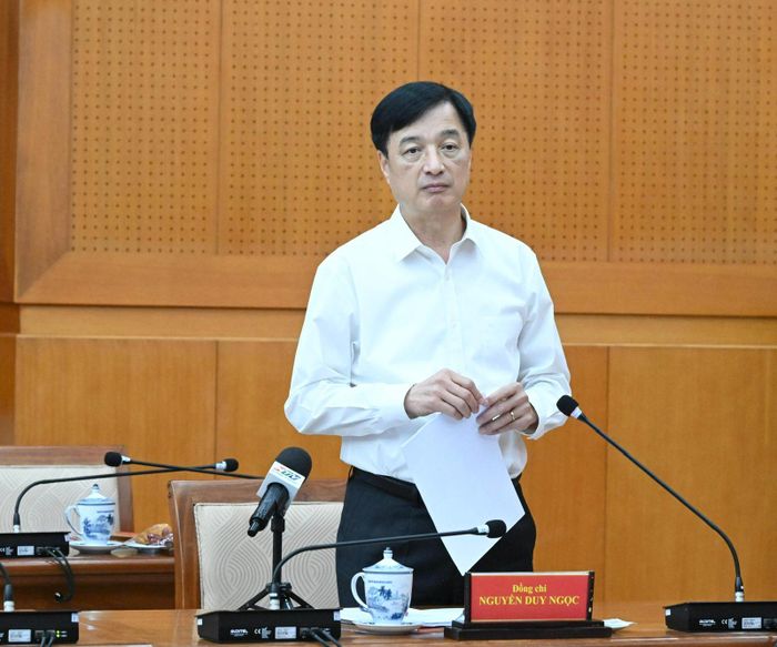  Trưởng Ban Tổ chức Trung ương Nguyễn Duy Ngọc phát biểu tại buổi làm việc. Ảnh: VIỆT DŨNG 