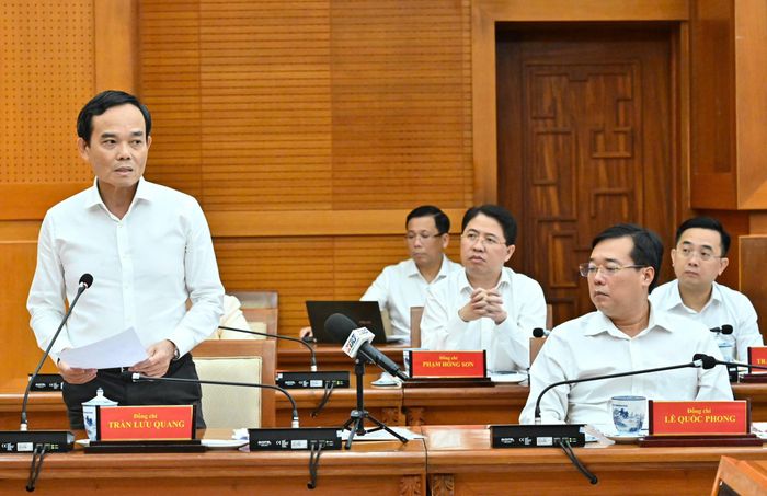  Bí thư Thành ủy TPHCM Trần Lưu Quang phát biểu. Ảnh: VIỆT DŨNG 