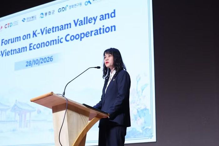 PGS.TS Trịnh Thuỳ Anh, Hiệu trưởng trường Công nghệ và Thiết kế UEH phát biểu tại chương trình. Ảnh: NTCC.